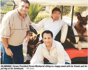 Musharraf-Sitting-with-Pet-Dog-at-his-Farmhouse-former-President-Pervaz-Musharraf-is-happy-now